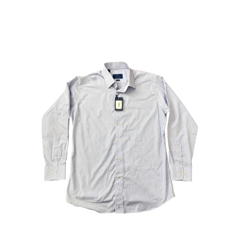 David Donahue Mens Slim Dress Shirt Blue Purple Check 16.5 32/33 NWT